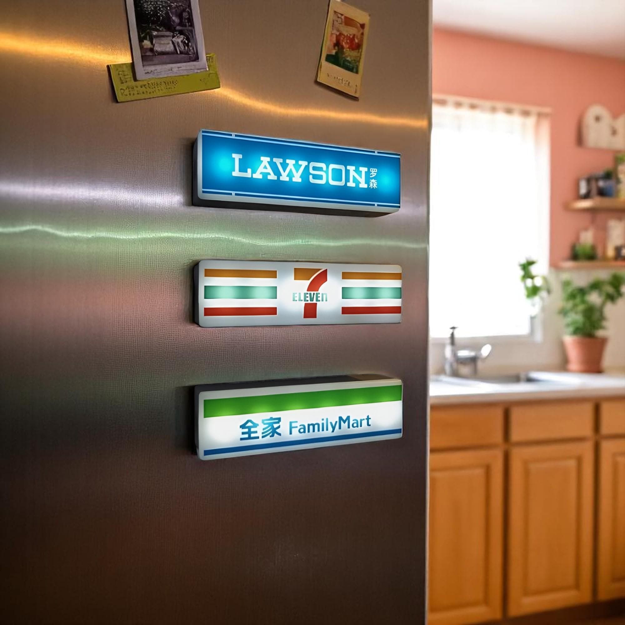 Glowing 7-Eleven LED Fridge Magnets | Light Up Konbini Sign | Japanese Convenience Store Decor | LED Refrigerator Magnet Light | Kawaii Gift