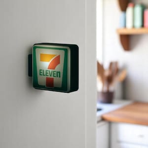 7-Eleven LED Fridge Magnet | Light Up Konbini Sign | Japanese Convenience Store Decor | Mini LED Refrigerator Magnet Light