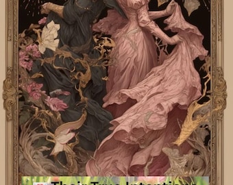 May include: An artistic tarot card illustration featuring two figures in period clothing, facing away from each other. The card is framed with ornate gold detailing and includes the text "The Lovers" at the bottom. The image also contains the text: "Their True Intentions Revealed - Love & Relationship Reading."