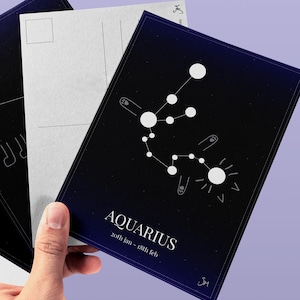 Aquarius Cat Zodiac Digital A6 Postcard | Printable Star Sign Constellation Art | Astrology Download