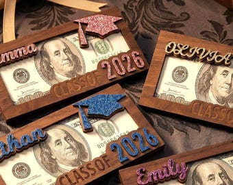 Divertente porta soldi per la laurea 2026 personalizzabile, carta porta soldi in legno, regalo porta soldi, porta soldi in legno per la laurea, regalo di laurea unico