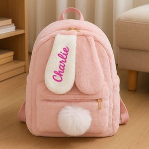Sac à dos personnalisé pour enfants avec nom,Joli sac à dos lapin rose,Sac à dos personnalisé pour enfants,Cartable pour tout-petits,Sac à dos pour enfants,Cadeau de rentrée
