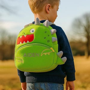 Personalized Dinosaur Toddler Backpack,Custom Name Plush Dino Bag For Kids,Daycare, Preschool,Travel Or Birthday Gift