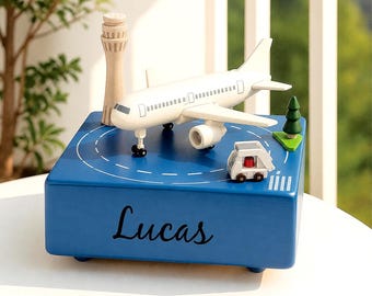 Personalised Wooden Music Box, Custom Wooden Handmade Music Box,Engraved Name Music Box, Baby Shower Gift,Nursery Decor, Airport Music Box