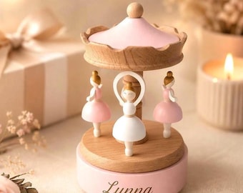 Caja de música personalizada "Sueño de Ballet", recuerdo personalizado con el nombre del bebé, caja de música de ballet con nombre, caja de música "Sueño de Ballet", decoración para la habitación del bebé, baby shower.