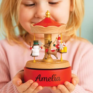 2025 New Personalized Wooden Music Box – Custom Handmade Carousel Music Box, Engraved Name Baby Shower Gift, Nursery Decor, Christmas Gift