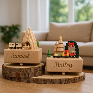CustomWooden Train Music Box,Wooden Baby ToysPersonalized Wooden Music Box,Baby Boy Birthday Gifts for Kids,Baby Wooden Music Box