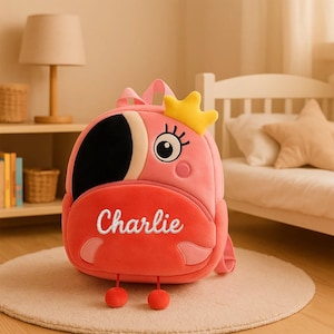 Sac à dos personnalisé Flamant rose pour tout-petit - Sac en peluche personnalisé pour filles de 2 à 5 ans, maternelle, garderie, voyage, idée cadeau d'anniversaire