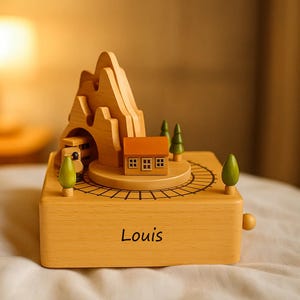 Personalised Wooden Music Box, Custom Wooden Handmade Music Box,Engraved Name Music Box, Baby Shower Gift,Nursery Decor, Train Music Box