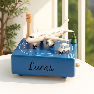 Personalised Wooden Music Box, Custom Wooden Handmade Music Box,Engraved Name Music Box, Baby Shower Gift,Nursery Decor, Airport Music Box