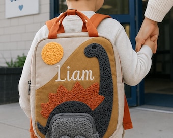 Mochila escolar de dinosaurio personalizada, mochila de dinosaurio con nombre bordado a medida para niños, mochila escolar de dinosaurio para niños, regalo para preescolar