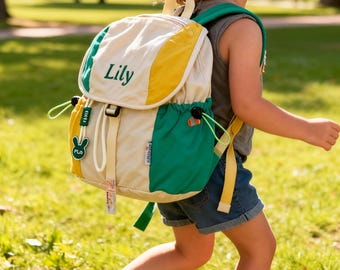Personalized Kids Backpack, Color Block School Backpack, Durable Toddler Bookbag, Unique Children Backpack, Name Backpack for Preschool
