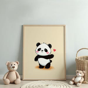 Carino panda, decorazione da parete per la cameretta dei bambini, decorazione da parete per la stanza dell'allattamento, illustrazione di animali
