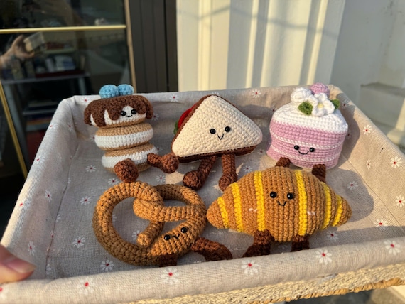 Crochet Bakery Set, Amigurumi Food Plush, Kawaii Decor