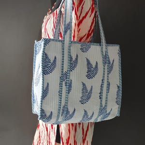 Traditionelle Reißverschlusstasche mit Laubmuster !! Handgemachte Reversible Frauen Markt Jola Tasche Baumwolle Gesteppte Große Einkaufstasche Gelegentlich Geschenk
