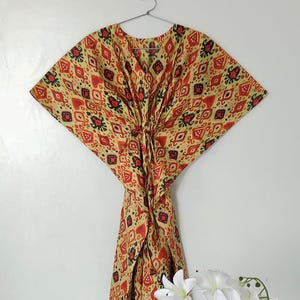 Indian Cotton Kaftan Bikini Cover Up, Women&#39;s Handmade Party Wear Long Dress, Organic Resort Wear Gown, Beach Cover Up Maxi Kimono Bathrobe