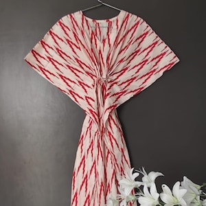 Bikini Cover Up Maxi Caftan Tunic, Hand Block Print Indian Women&#39;s Dress, Organic Cotton Resort Wear Dress, Beach Cover Up Soft Sleepwear