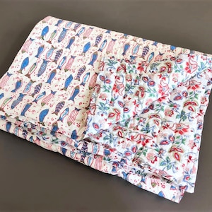 Couverture Jaipuri 90 x 108 pouces queen size !! Couvre-lit indien matelassé réversible fait main Razai en coton biologique, rembourrage de couette chaude d&#39;hiver