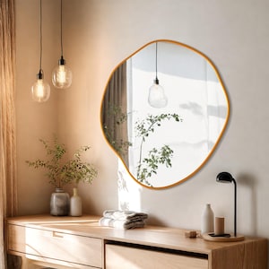 Handcrafted Circular Accent Mirror – Wabi Sabi Inspired Design