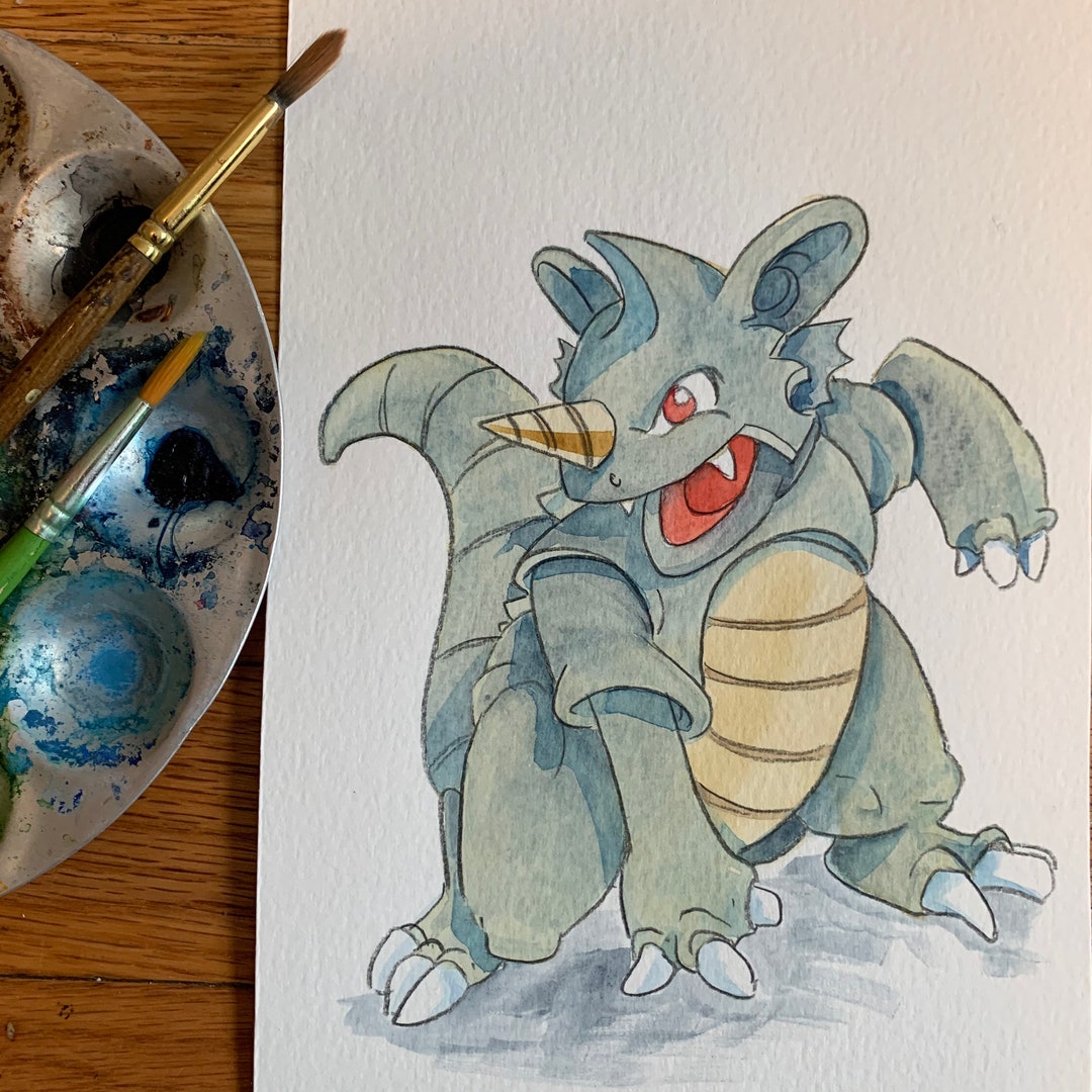 Rhydon Original Pokémon Painting - Etsy