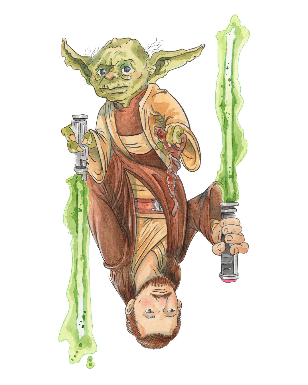 Yoda and Qui Gon Jinn Master and Apprentice Etsy