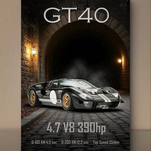 FORD GT40 | Print Poster Art | Wall Print | GT40 Print | Art Print | Car Poster | Home Decor | Wall Decorr | Ford Poster | GT40 Poster |2