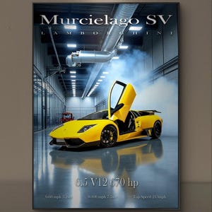 Lamborghini Murcielago SV print poster artwork, supercar wall decor, car art for kids room, gift for car enthusiasts, digital download