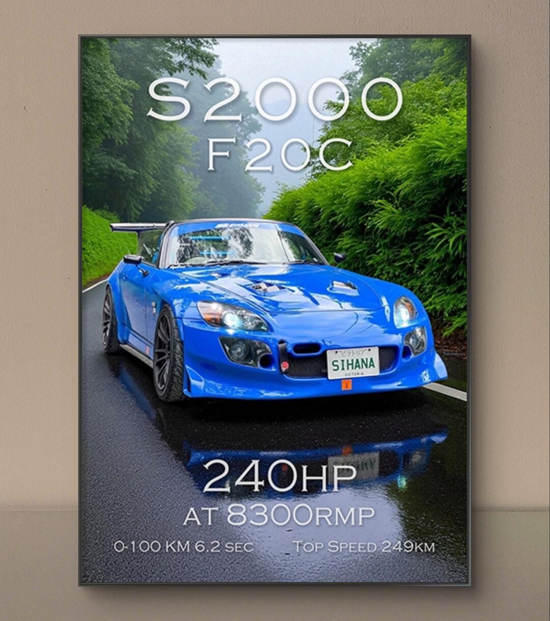 S2000 Poster Honda S2000 Print Poster Artwork, Automotive Wall Art, Sports Car Decor ...