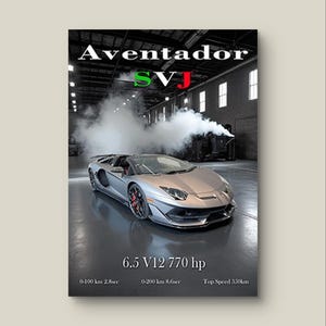 Lamborghini Aventador SVJ| Print Poster Artwork | Wall Print | Super Car Print | Art Print | Car Poster | Home Decor | Wall Decor