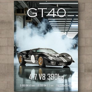 FORD GT40 | Print Poster Art | Wall Print | GT40 Print | Art Print | Car Poster | Home Decor | Wall Decorr | Ford Poster | GT40 Poster |1