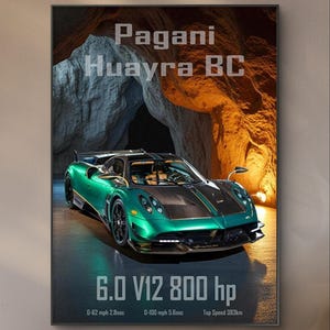 Pagani Huayra BC | Print Poster Artwork | Wall Print | Huayra Print | Art Print | Car Poster | Home Decor | Wall Decorr | Huayra  Poster |4