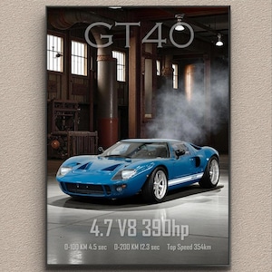 FORD GT40 | Print Poster Art | Wall Print | GT40 Print | Art Print | Car Poster | Home Decor | Wall Decorr | Ford Poster | GT40 Poster |3