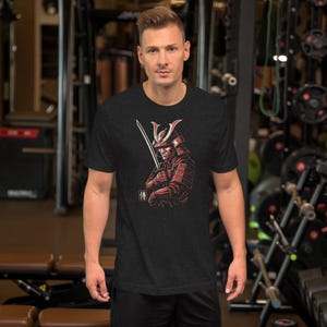Samurai Warrior T-Shirt – Red Armor Katana Bushido Tee, Japanese Ronin Graphic, Martial Arts Gift for Men & Women