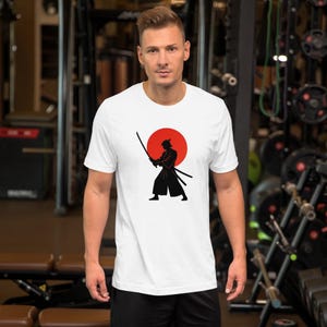 Samurai T-Shirt with Rising Sun – Japanese Warrior Graphic Tee, Bushido Shirt, Katana Sword Japan Aesthetic Gift for Men & Women