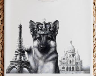 French Bulldog with Eiffel Tower Paris Skyline T-Shirt, Eiffel Tower tee, dog lover tee, Frenchie gift, Paris travel tee, cute dog shirt.