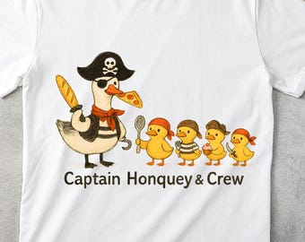 Captain Honquey Duck Pirate Tee, Cute Ducklings Graphic Shirt, duck pirate shirt, kids pirate shirt, pirate crew shirt, duckling graphic T.