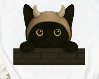 Black Cat Peeking Viking Helmet Tee, Cute Kitty Illustration, Viking cat tee, black cat shirt, peeking cat tee, retro cat Tee, cat lover.