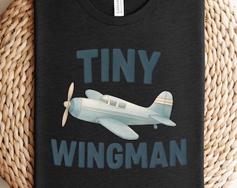 Tiny Wingman Airplane Kids Pilot Tee | Children's Plane Shirt, kids pilot tee, airplane shirt, tiny wingman tee, children aviator top.