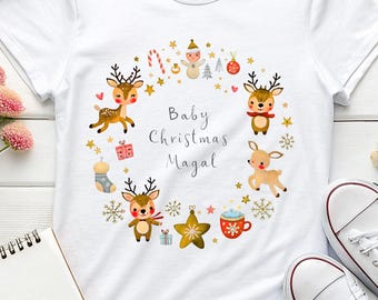 Reindeer Wreath Tee, Christmas Snowflake Cookie Stars, reindeer graphic tee, Christmas casual tee, Christmas cookie tee, festive unisex tee,