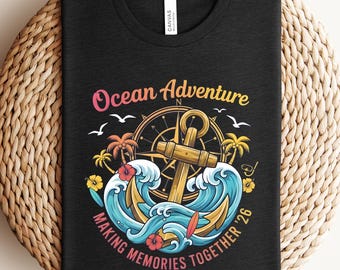 Ocean Adventure Ship Wheel Waves Tee | Nautical Sailing Beach Shirt, nautical tee, sailing shirt, sailor t shirt, nautical gift, beach tee.