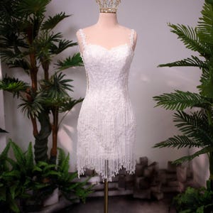 knee length dresses for ladies Ivory Lace Mini Wedding Dress with Satin Ribbon Corset  Wedding Recep   WonderlandByLilian