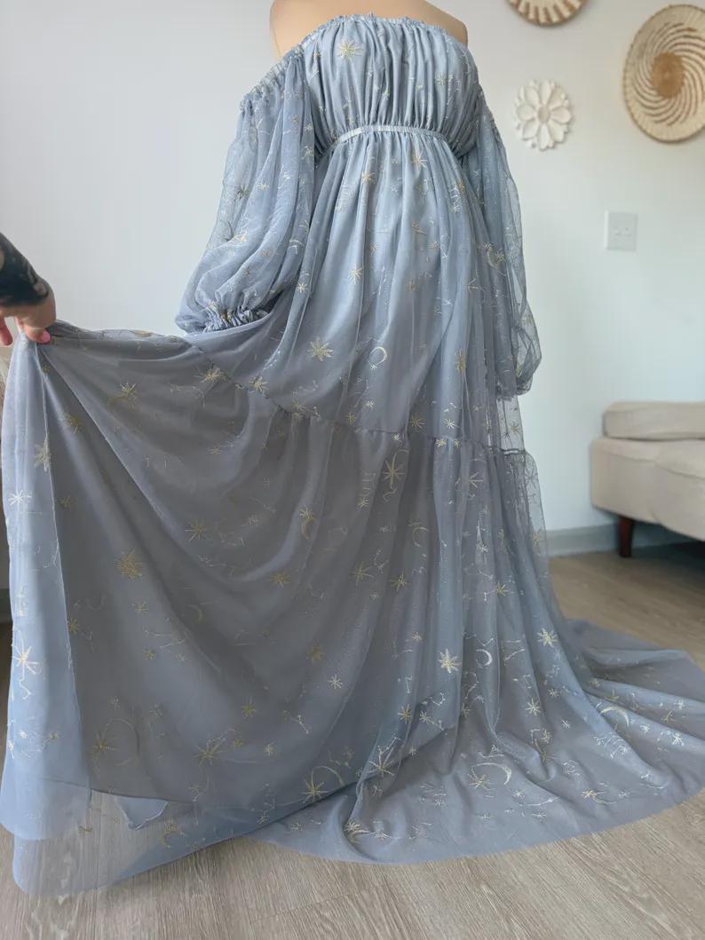 Baby Shower Dress Maternity Blue