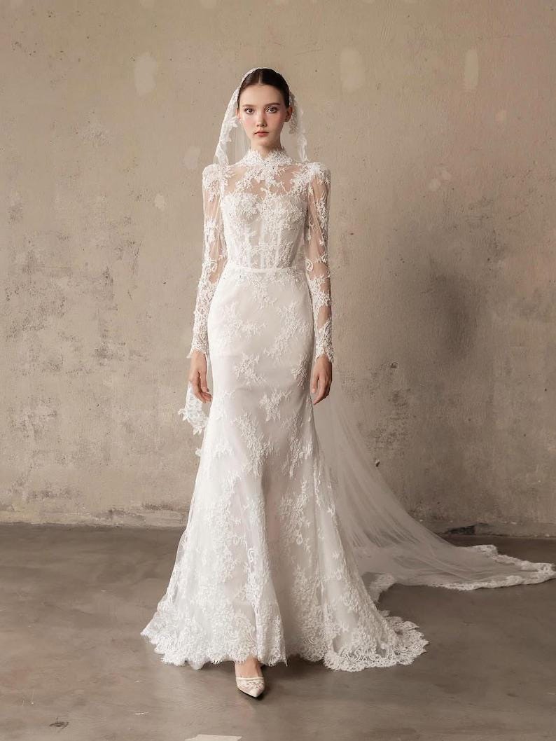 princess polly baby blue dress Full Lace Mermaid Long Sleeve Backless V Neck Summer Beach Bridal Gown –  TANYA BRIDAL main image 1