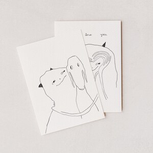 Pantic and Maia – Set van 2 ansichtkaarten – I Love You & Side by Side – Gicléeprints