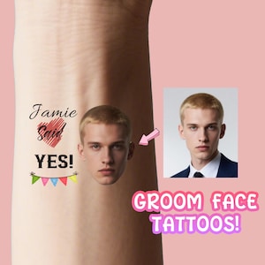 Bachelorette Party Gastgeschenke, Bachelorette Tattoo, personalisiertes Tattoo, Gesichtstattoo Bräutigam, Braut Tattoo, Tattoo Geschenk
