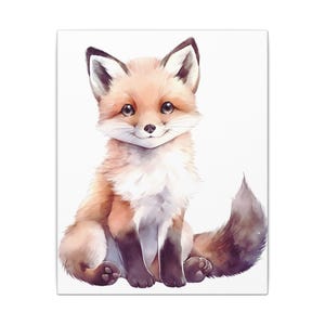 Impressão em tela de arte de raposa, decoração de casa excêntrica, arte de parede para berçário, presente para amantes de animais, arte fofa de raposa, decoração em tela esticada