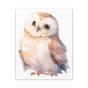 Entzückende Eule Kunst Leinwand, Kinderzimmer Dekor, niedliche Wandkunst, Tier Liebhaber Geschenk, Geschenk für Kinder, Eule Hausdekoration, Stretched Matte Canvas