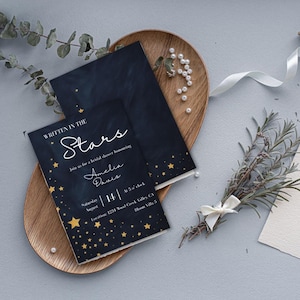Written in the Stars Bridal Shower Invitation | Celestial Theme Invite | Editable Canva Template | Digital Download | Starry Night Invite