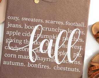 Comfort Colors® Fall Shirt, Cozy Fall Shirt, Womens Fall Shirts, Fall Tshirt, Pumpkin Patch Shirt, Autumn Words Tee, Thanksgiving  T-Shirt