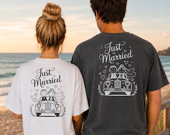 Comfort Colors®Custom Just Married Shirt,Wife Husband Matching Shirts,Just Married Gifts, Honeymoon Gifts,Newlywed Shirts,Custom Wedding Tee